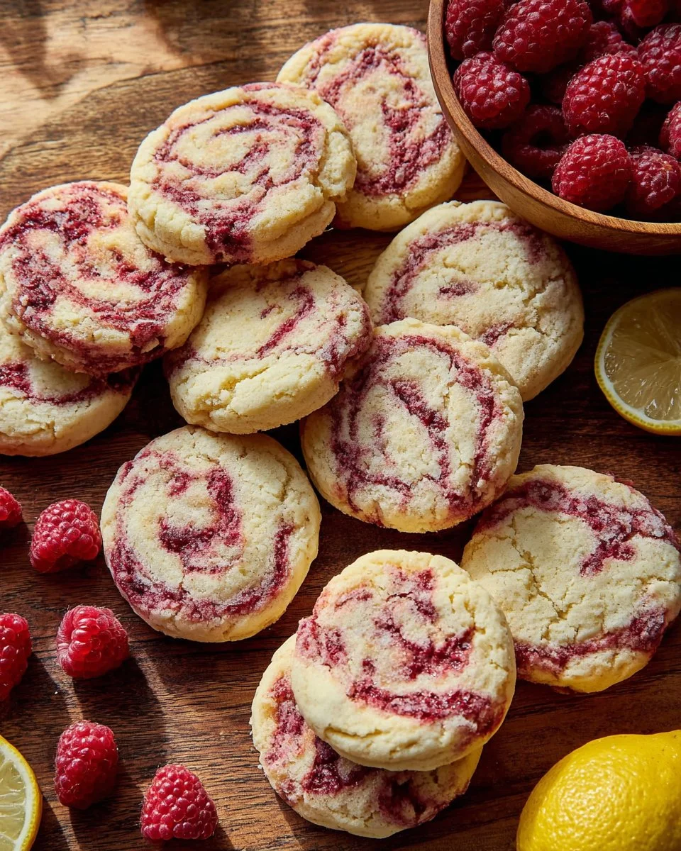 Freshly baked Lemon Raspberry Cookies with a zesty and fruity flavor