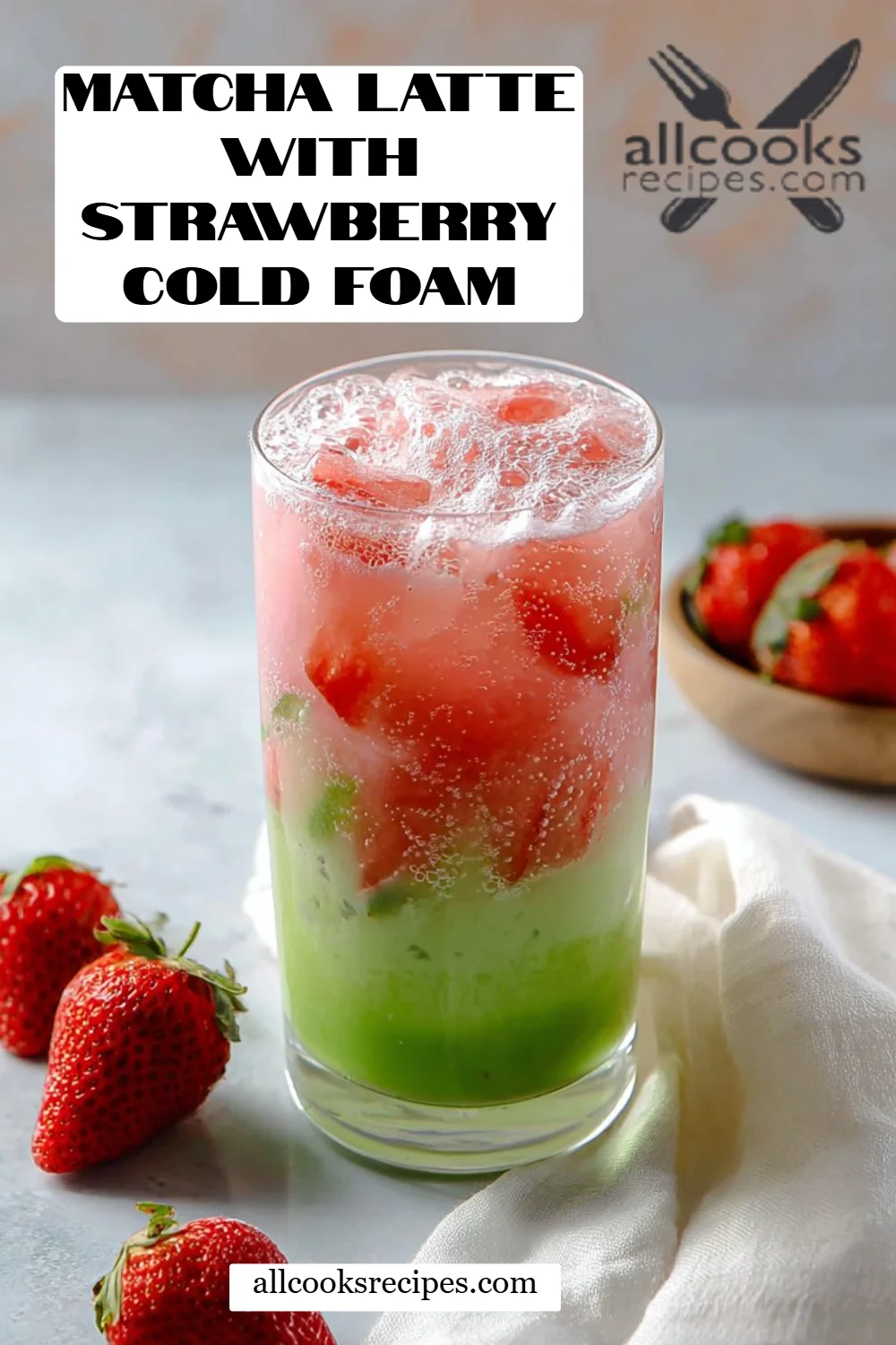 Matcha Latte with Strawberry Cold Foam