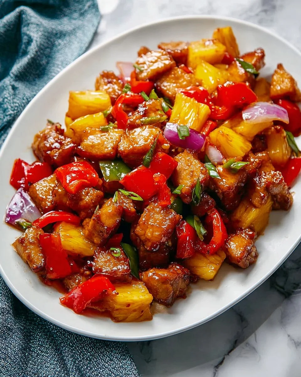 Sheet Pan Pineapple Chicken with vibrant vegetables and juicy pineapple slices
