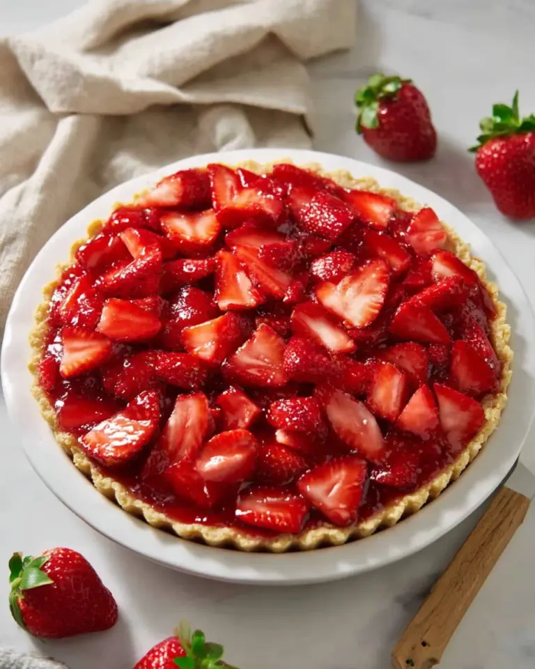 Delicious Strawberry Cream Cheese Pie with fresh strawberries and creamy filling