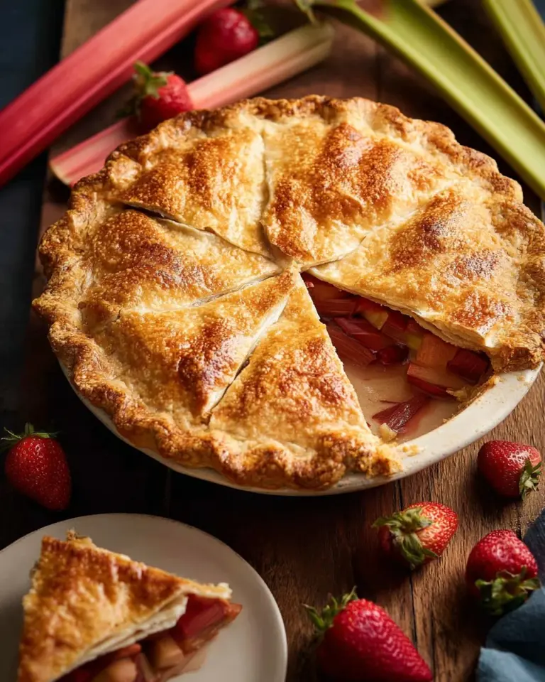 Homemade Strawberry Rhubarb Pie with fresh strawberries and rhubarb