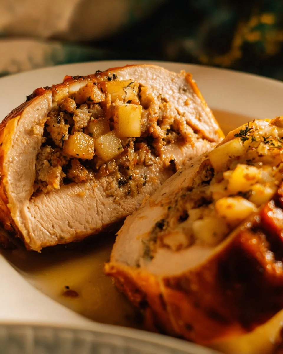 Stuffed Pork Chops (with Sausage, Apple + Tasty Pan Sauce!)