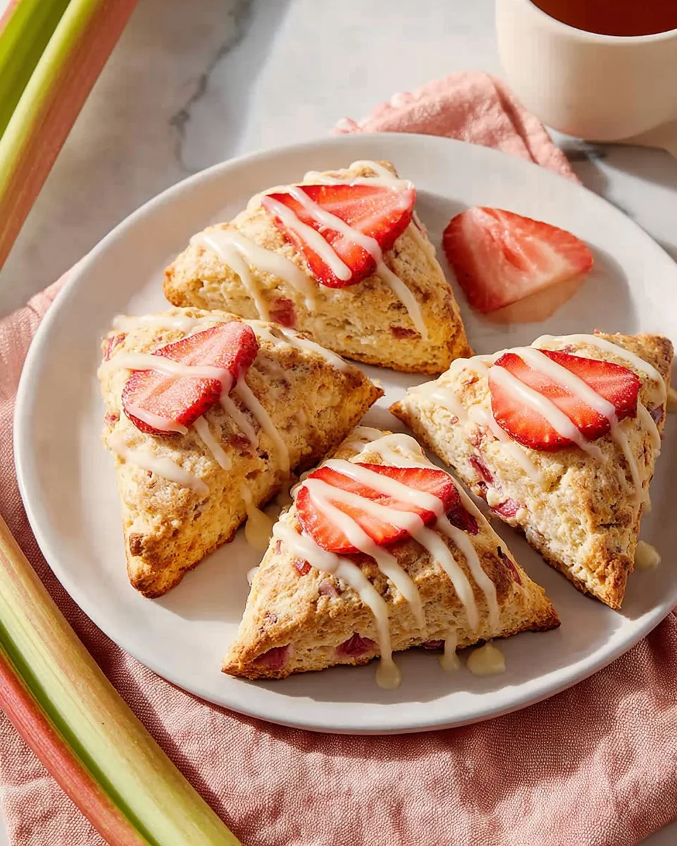 Tender Strawberry Rhubarb Scones
