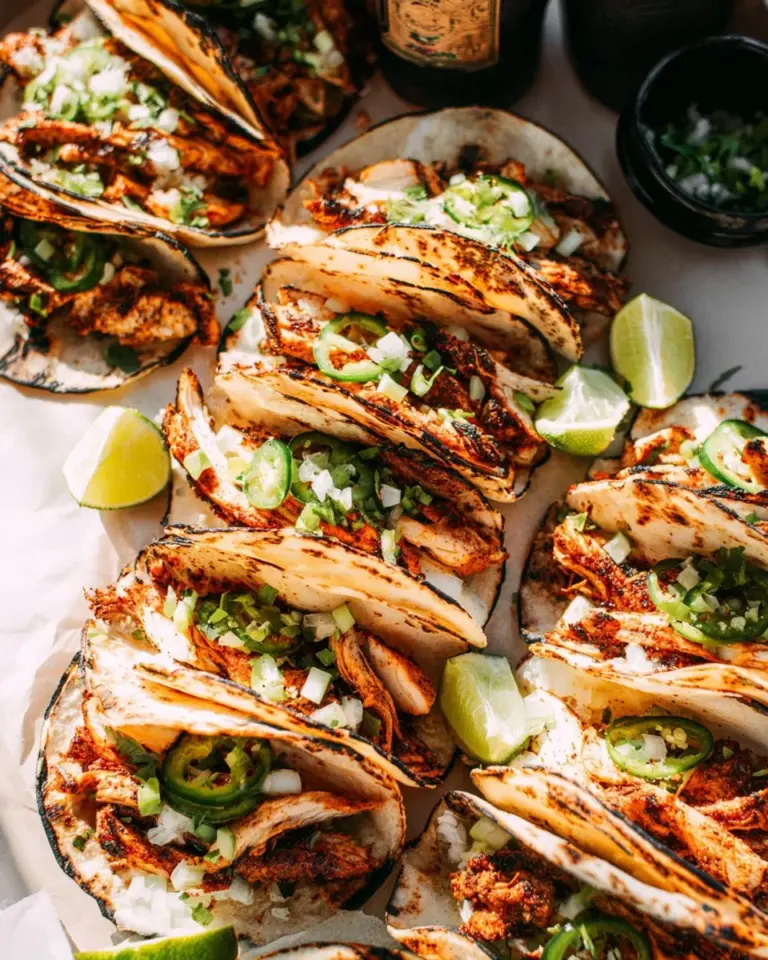 Delicious chicken street tacos topped with fresh ingredients