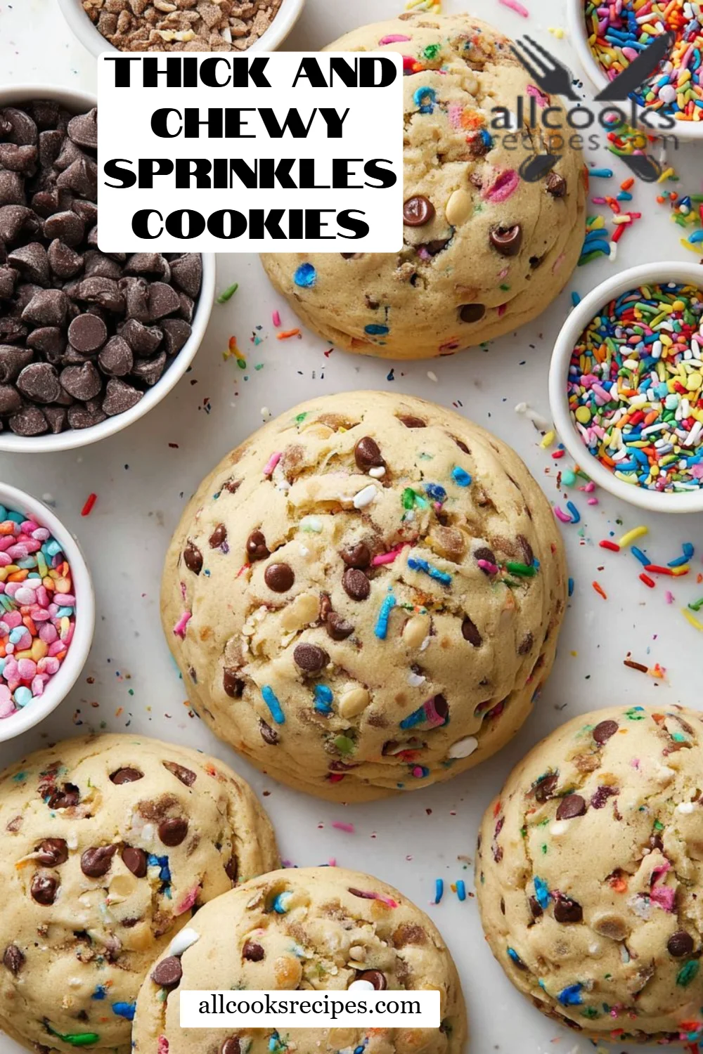 Thick and Chewy Sprinkles Cookies