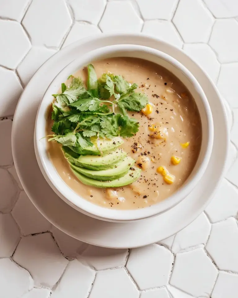 A steaming bowl of white bean turkey chili topped with cilantro and lime.