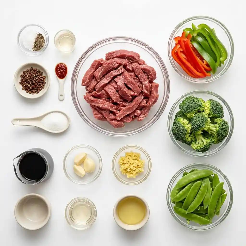 Delicious Szechuan Beef served with vibrant vegetables and spices