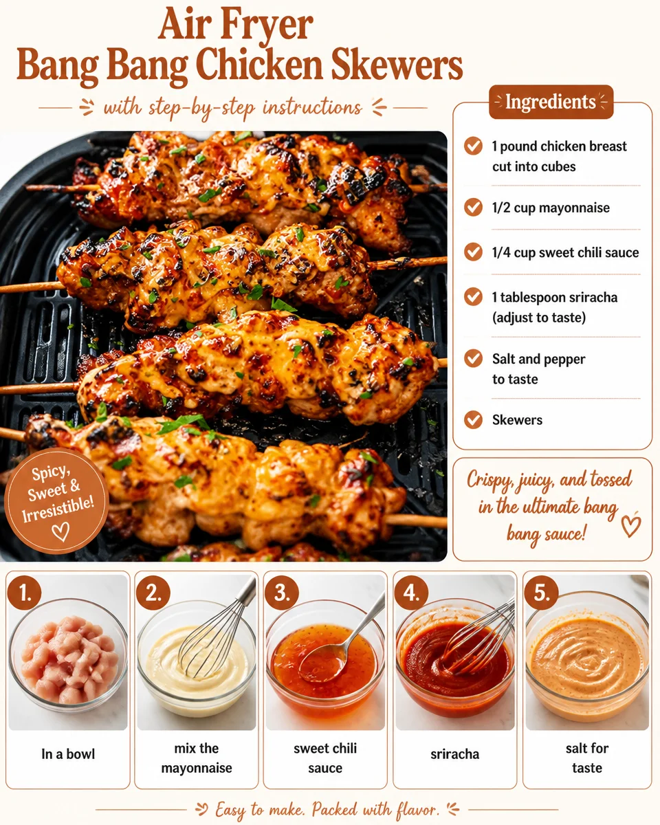 Air Fryer Bang Bang Chicken Skewers