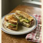 Delicious Chicken Avocado Melt Sandwich with chicken, avocado, and cheese