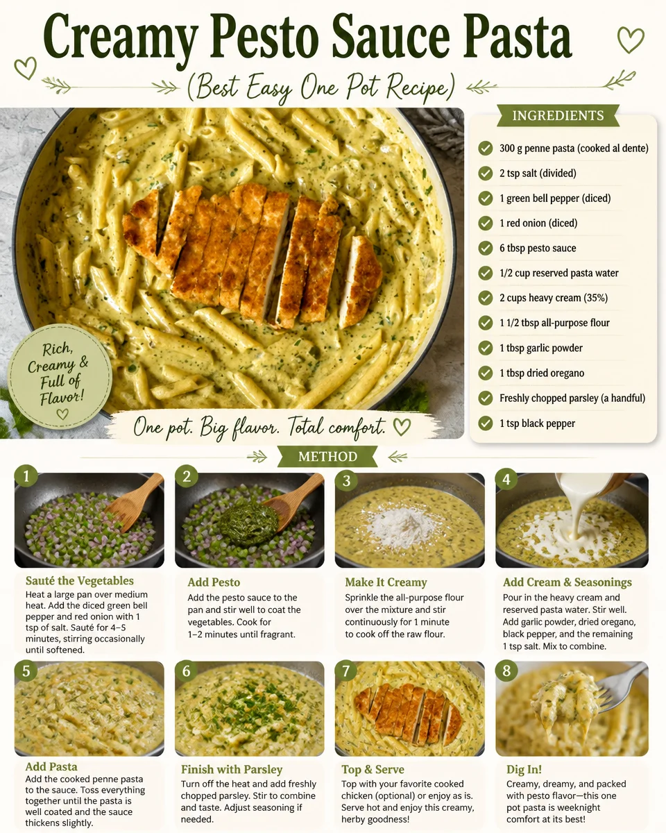Creamy Pesto Sauce Pasta (Best Easy One Pot Recipe)
