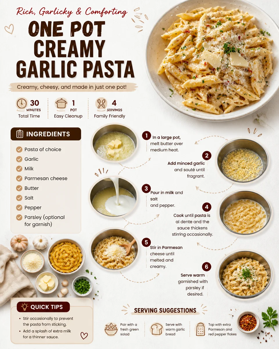 One Pot Creamy Garlic Pasta