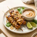 Thai Chicken Satay skewers served with rich Thai peanut sauce