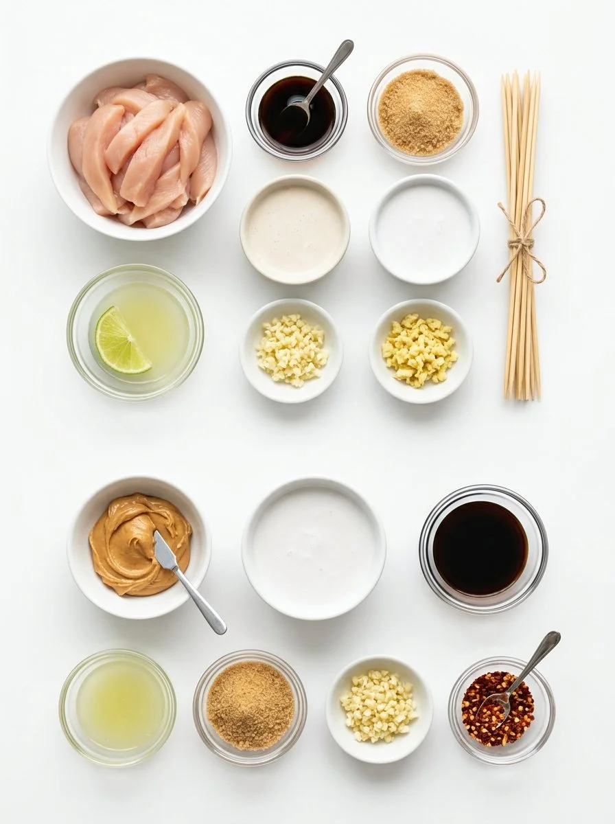 Thai Chicken Satay Skewers with Thai Peanut Sauce